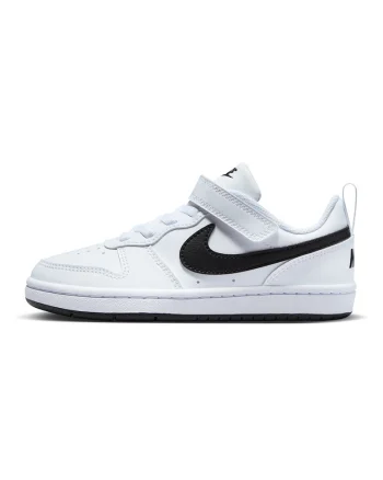 Pantofi sport din piele ecologica cu velcro Court Borough, Alb/Negru