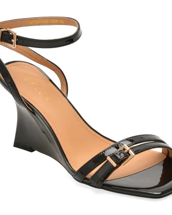 Sandale elegante EPICA negre, 4H1130, din piele naturala lacuita