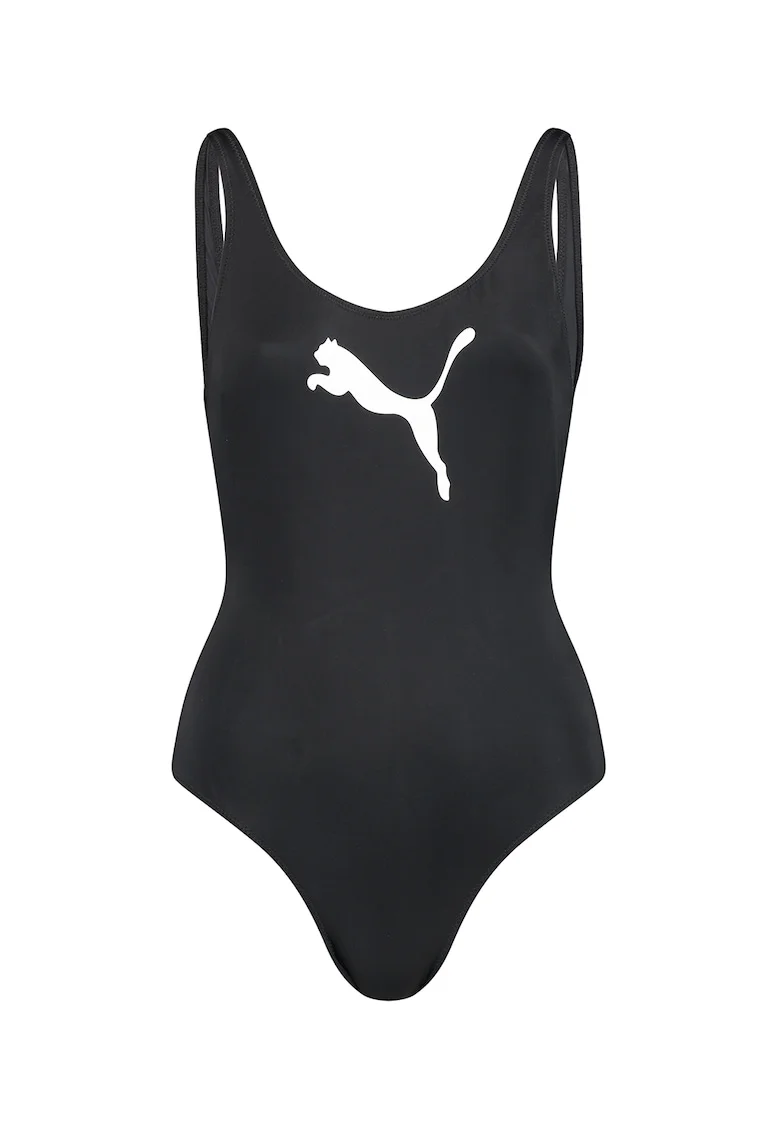 Costum de baie intreg cu decolteu in U pe partea din spate, Alb/Negru
