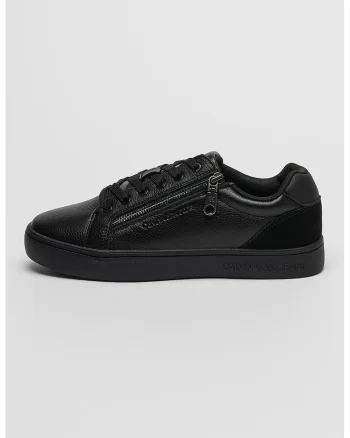 CALVIN KLEIN, Pantofi sport de piele cu detaliu cu fermoar, Negru
