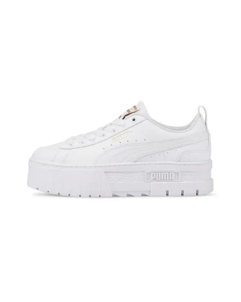 Pantofi sport Mayze de piele cu insertii sintetice, Alb optic