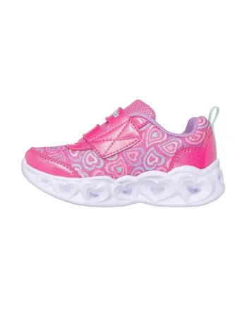 Pantofi sport cu velcro si LED-uri Heart Lights, Roz