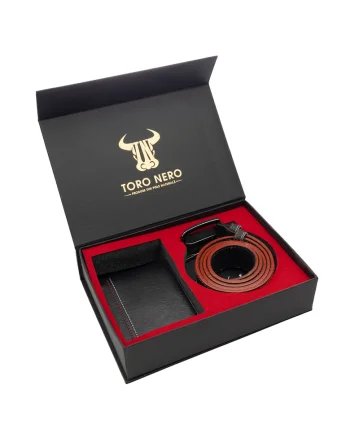 Set cadou Negru Double Line Wallet, Negru