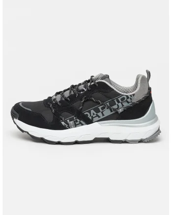 Pantofi sport cu insertii de piele intoarsa, Negru/Gri