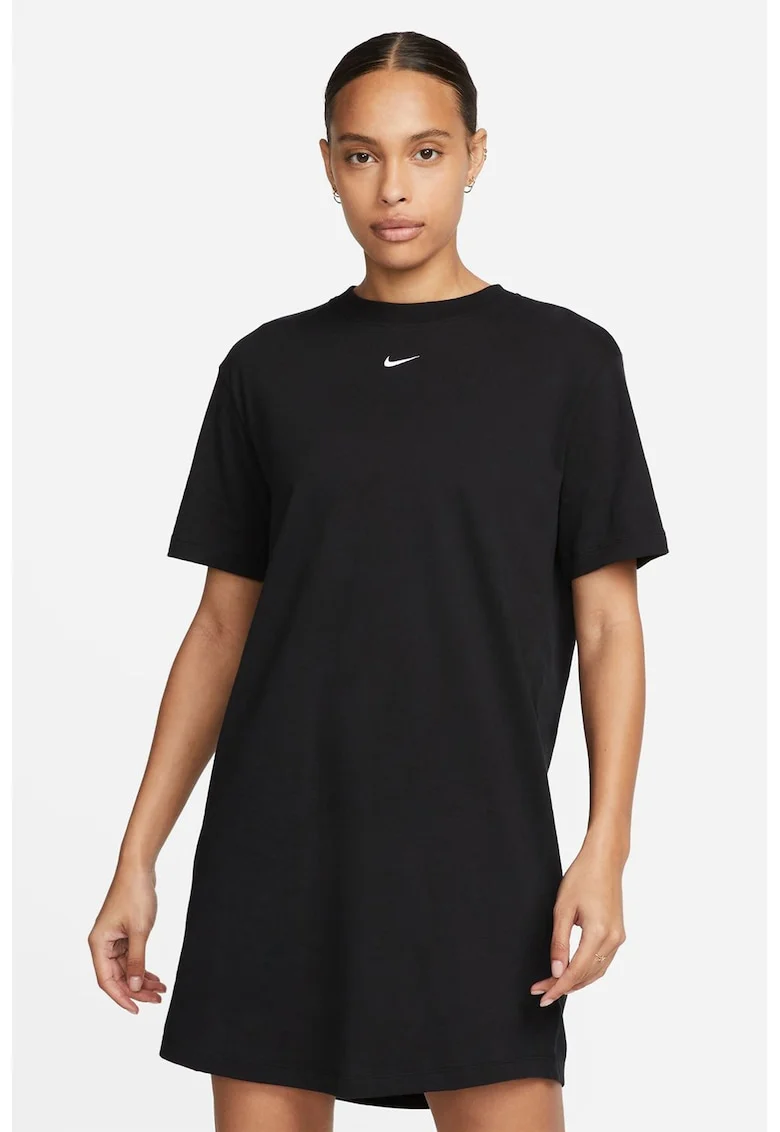 Rochie-tricou cu decolteu la baza gatului Sportswear Essentials, Negru