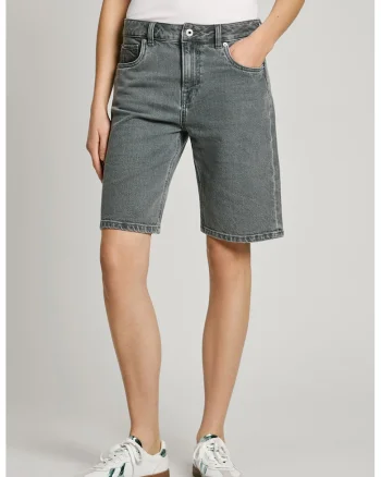 Blugi scurti regular fit, Gri