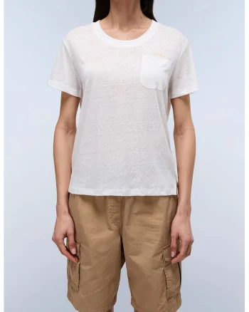 Tricou lejer cu decolteu rotund, Alb