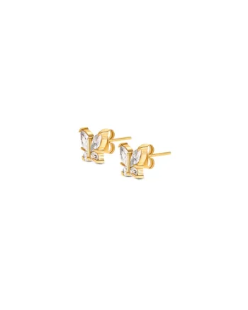 Cercei decorati cu cristale si zirconia  Butterfly, auriu