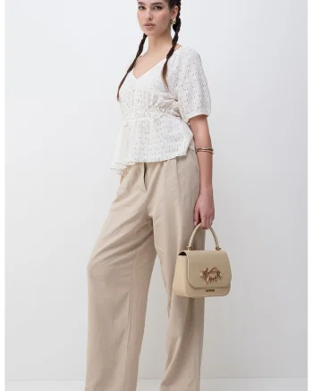 Bluza cu decolteu in V si decupaje discrete, Alb optic