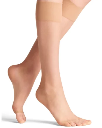 Sosete lungi transparente fara material la nivelul degetelor Shelina - 12 DEN, Bej deschis