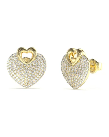 Cercei de otel inoxidabil cu cristale Heart, Auriu/Transparent