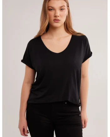 Tricou uni cu decolteu in V Valeria