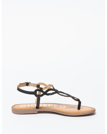 Sandale de piele cu bareta separatoare Fyffe, Negru