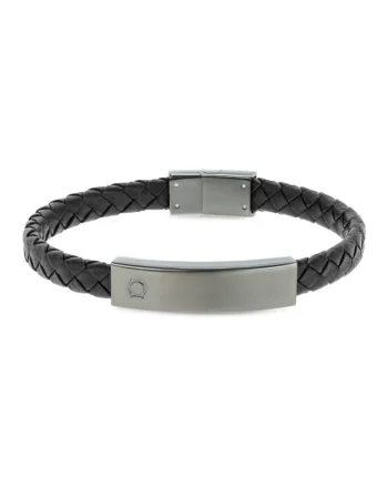 Bratara din piele si inox Maven, Negru/Gri inchis