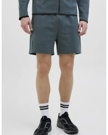 Pantaloni scurti cu buzunare laterale cu fermoar si snur, Verde persan