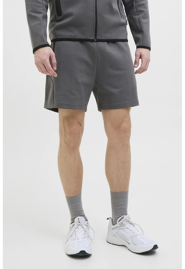 Pantaloni scurti cu buzunare laterale cu fermoar si snur, Gri antracit