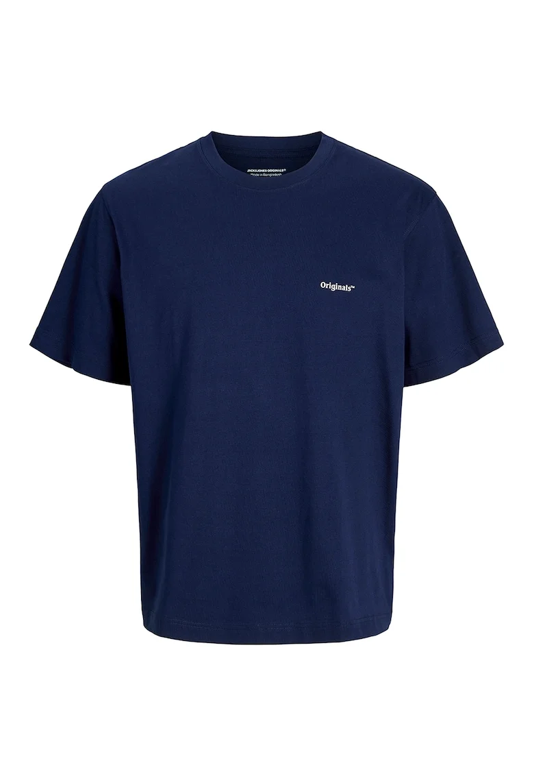 Tricou relaxed fit cu imprimeu pe partea din spate, Alb/Portocaliu persan/Bleumarin