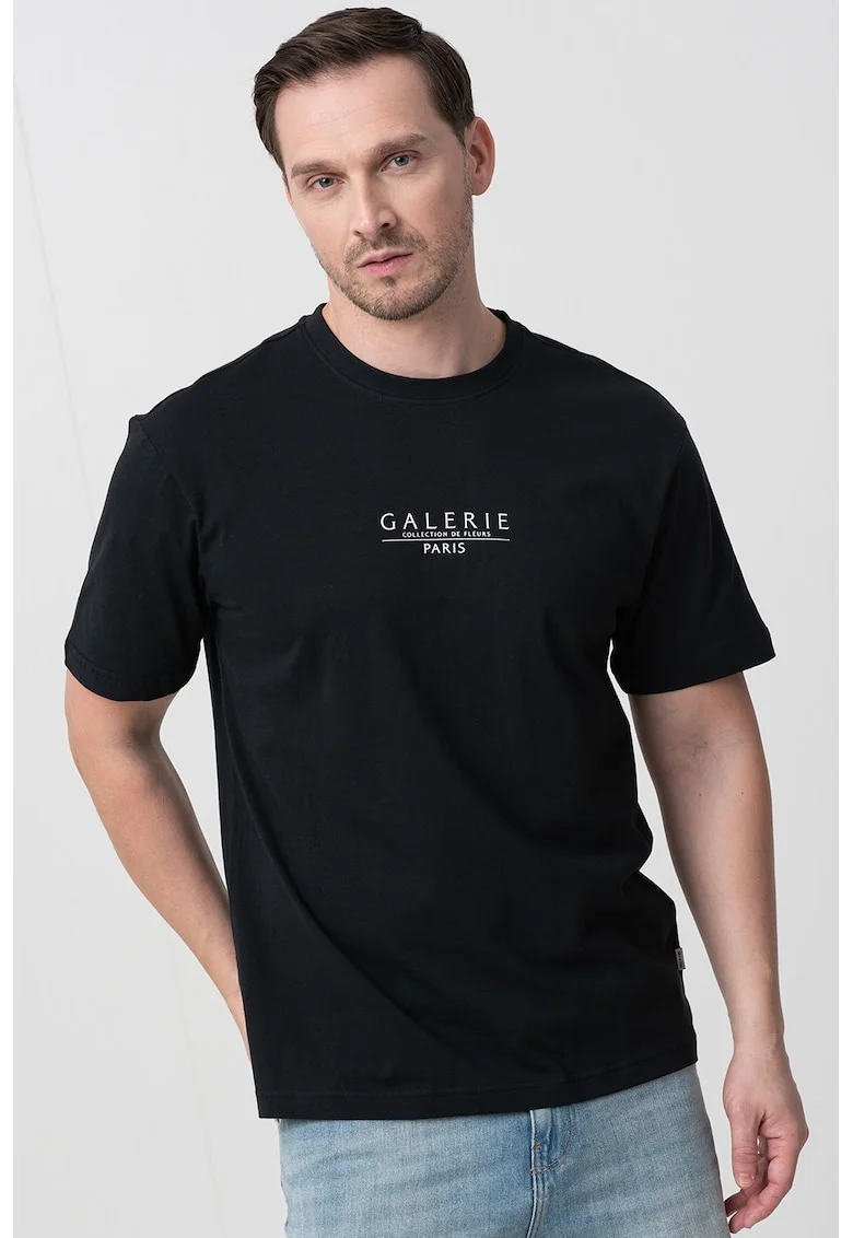 Tricou de bumbac organic cu imprimeu, Verde/Negru/Portocaliu