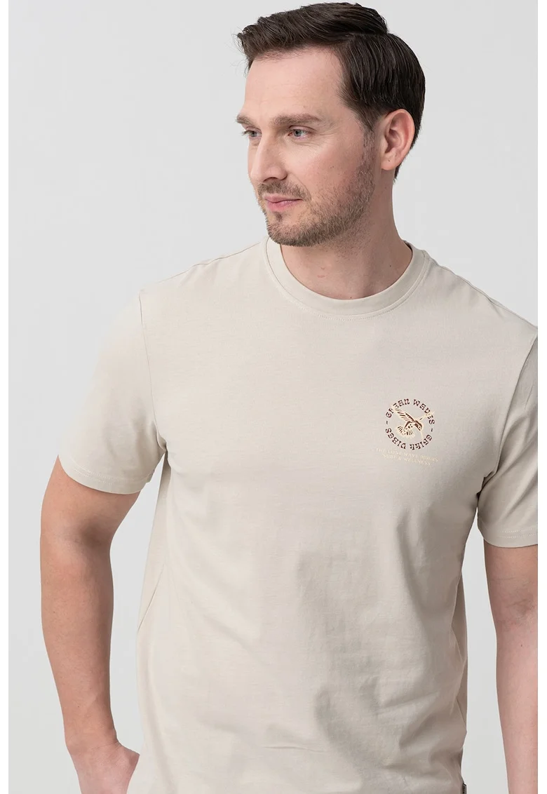 Tricou de bumbac organic, Visiniu/Alb fildes/Bej