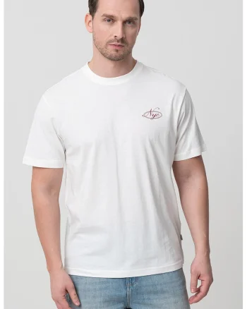 Tricou de bumbac organic cu imprimeu, Alb murdar