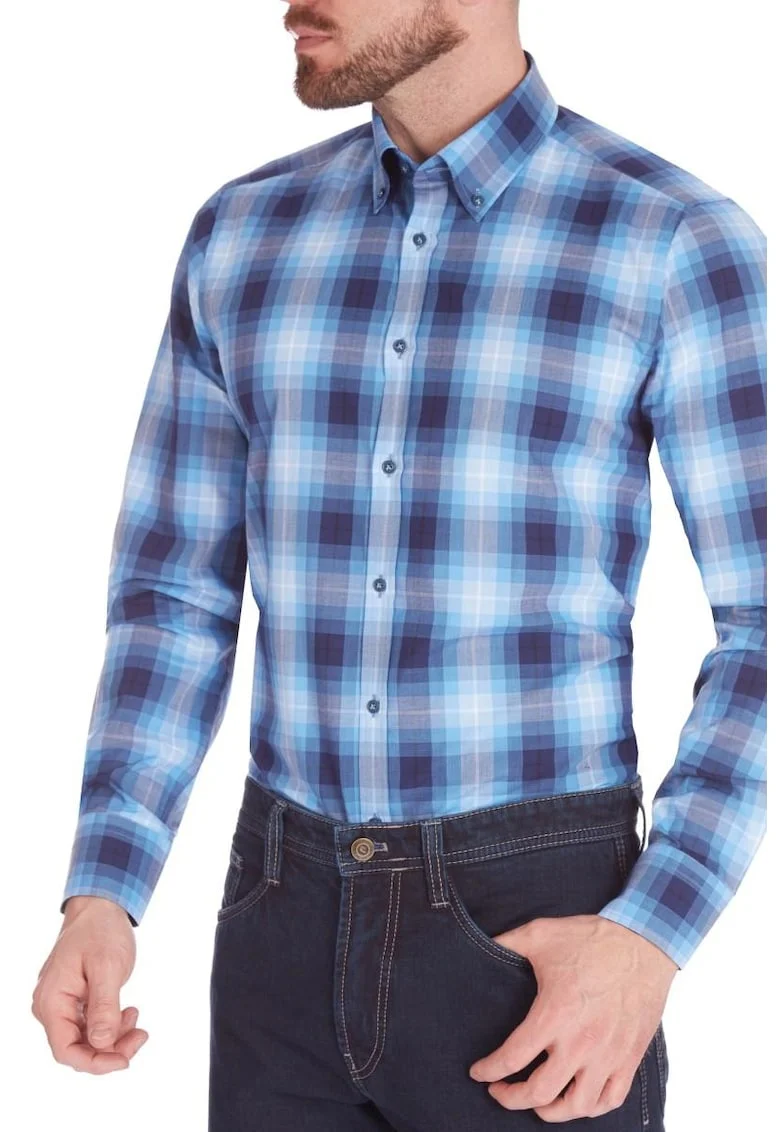 Cămașă bărbați,  Shirt SLIM FIT 6953, Albastra