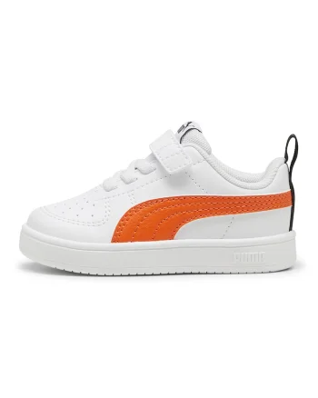 Pantofi sport unisex Rickie AC+ din piele ecologica cu inchidere velcro, Alb/Portocaliu