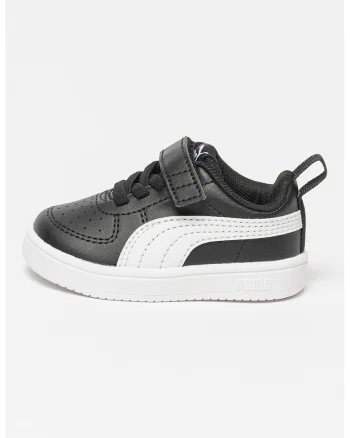 Pantofi sport unisex Rickie AC+ din piele ecologica cu inchidere velcro, Alb/Negru