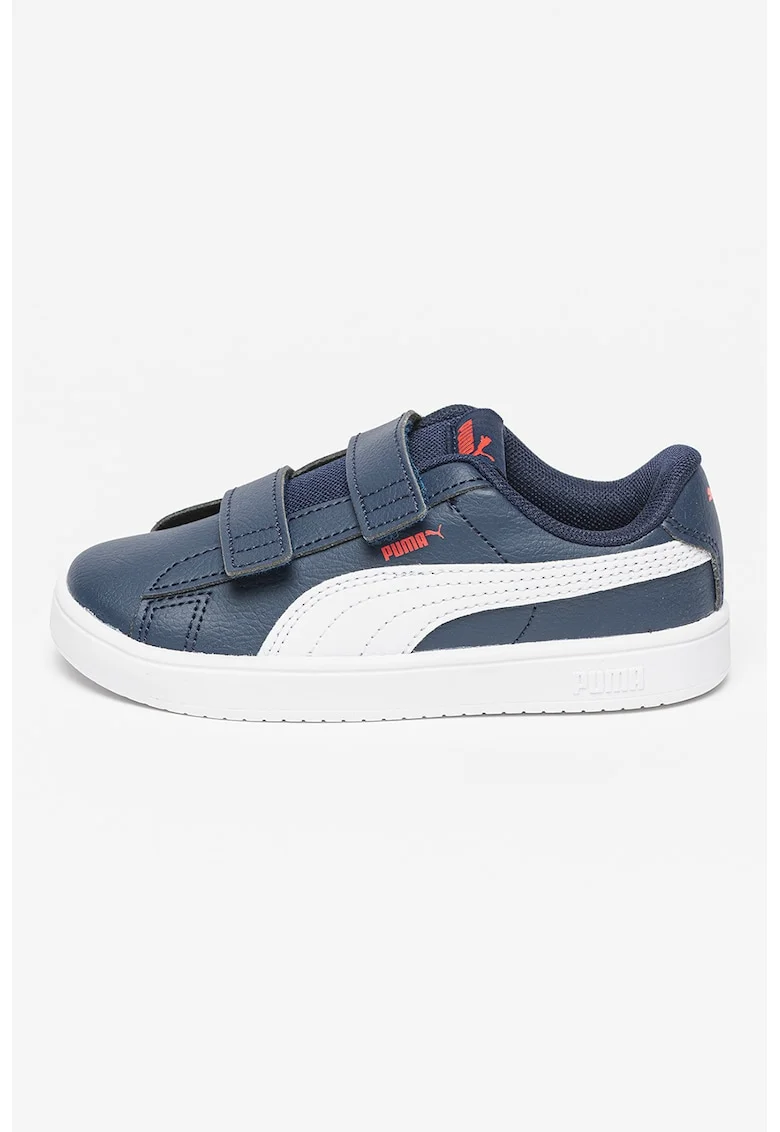 Pantofi sport Rickie de piele ecologica cu velcro, Alb/Bleumarin