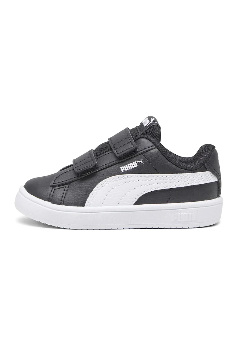 Pantofi sport Rickie de piele ecologica cu velcro, Alb/Negru