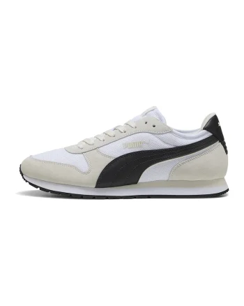 Pantofi sport St Miller de piele intoarsa si plasa, Alb/Negru/Grej