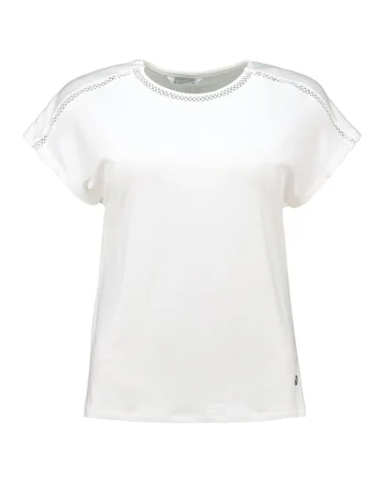 Tricou cu insertii de plasa, Alb murdar