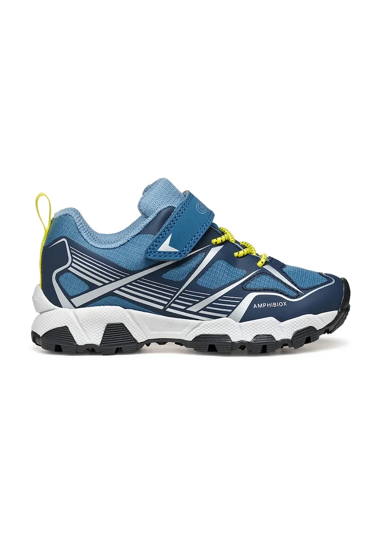 Pantofi sport cu velcro si garnituri din piele ecologica Magnetar, Verde lime/Albastru