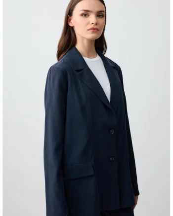 Sacou supradimensionat din amestec de tencel, Bleumarin