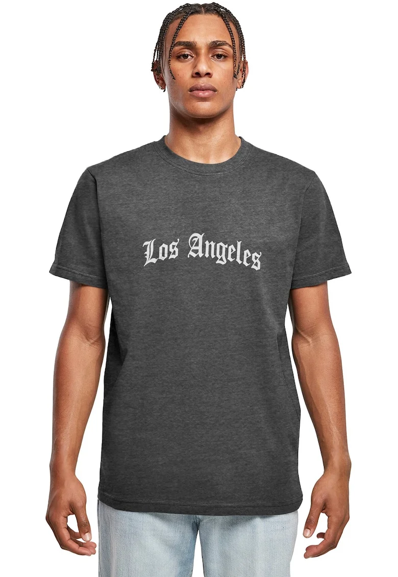 Tricou unisex cu imprimeu text, Gri inchis melange