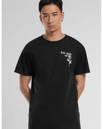 Tricou cu imprimeu discret pe piept, Negru