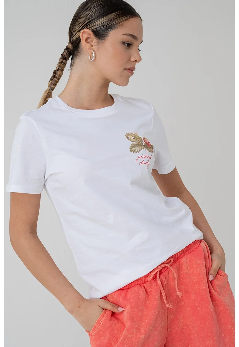 Tricou din bumbac organic cu imprimeu pe spate, Rosu/Alb/Verde