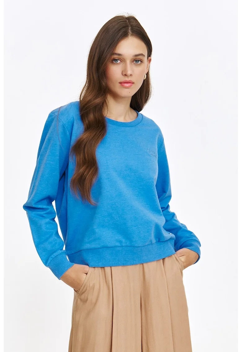 Bluza de trening din amestec de bumbac cu maneci cazute, Albastru royal