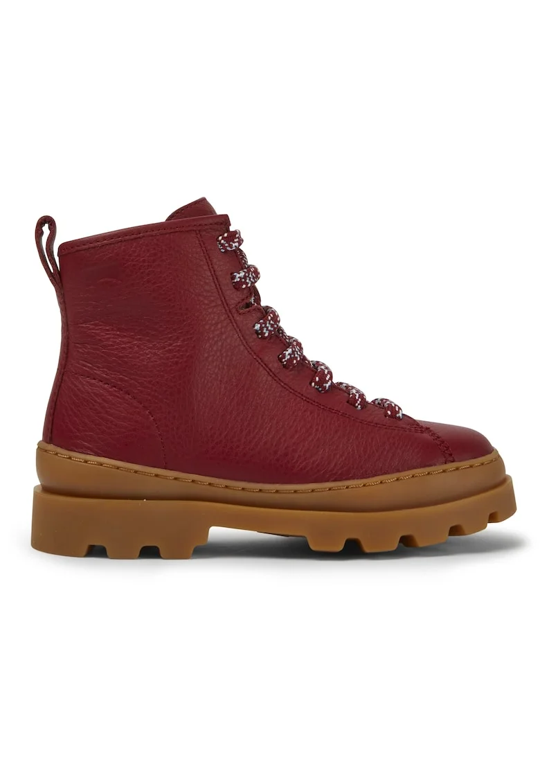 Ghete de piele cu aplicatie logo discreta Brutus 609, Rosu inchis