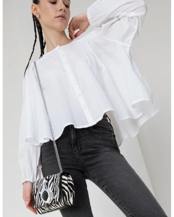 Bluza supradimensionata din bumbac, Alb
