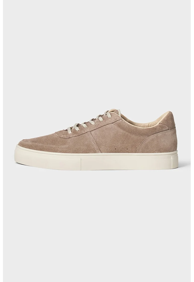 Pantofi sport din piele intoarsa cu model uni, Maro taupe