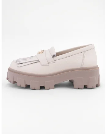 Pantofi loafer din piele cu detalii cu franjuri Astra, Bej