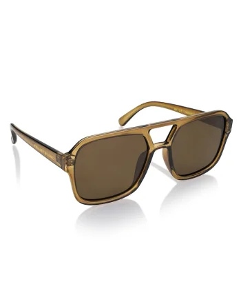 Ochelari de soare aviator unisex polarizati cu model uni, Caramel