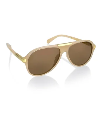 Ochelari de soare aviator unisex polarizati, Auriu/Maro nisip