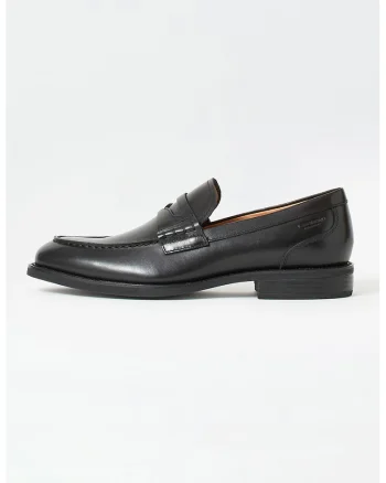 Pantofi loafer din piele cu varf rotunjit, Negru