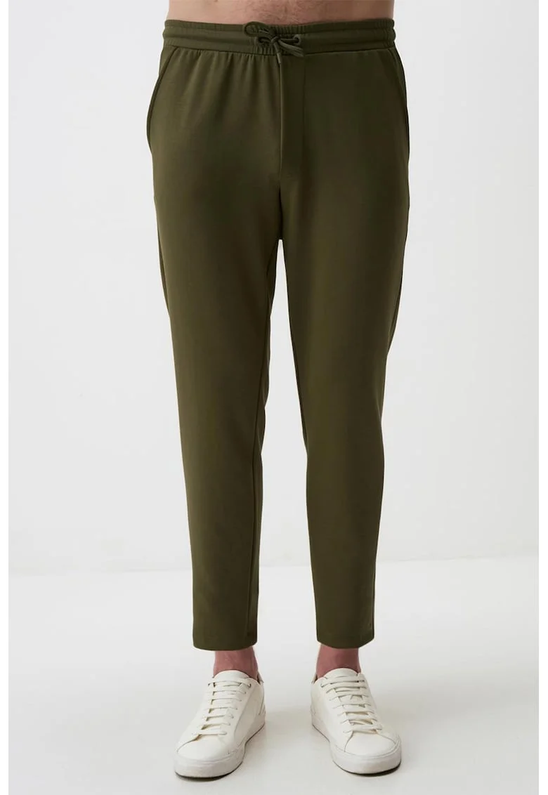 Pantaloni slim fit de trening din amestec de modal cu buzunare laterale, Kaki