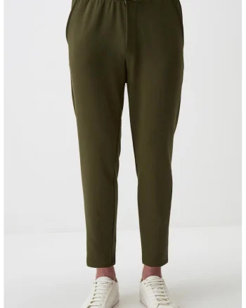 Pantaloni slim fit de trening din amestec de modal cu buzunare laterale, Kaki