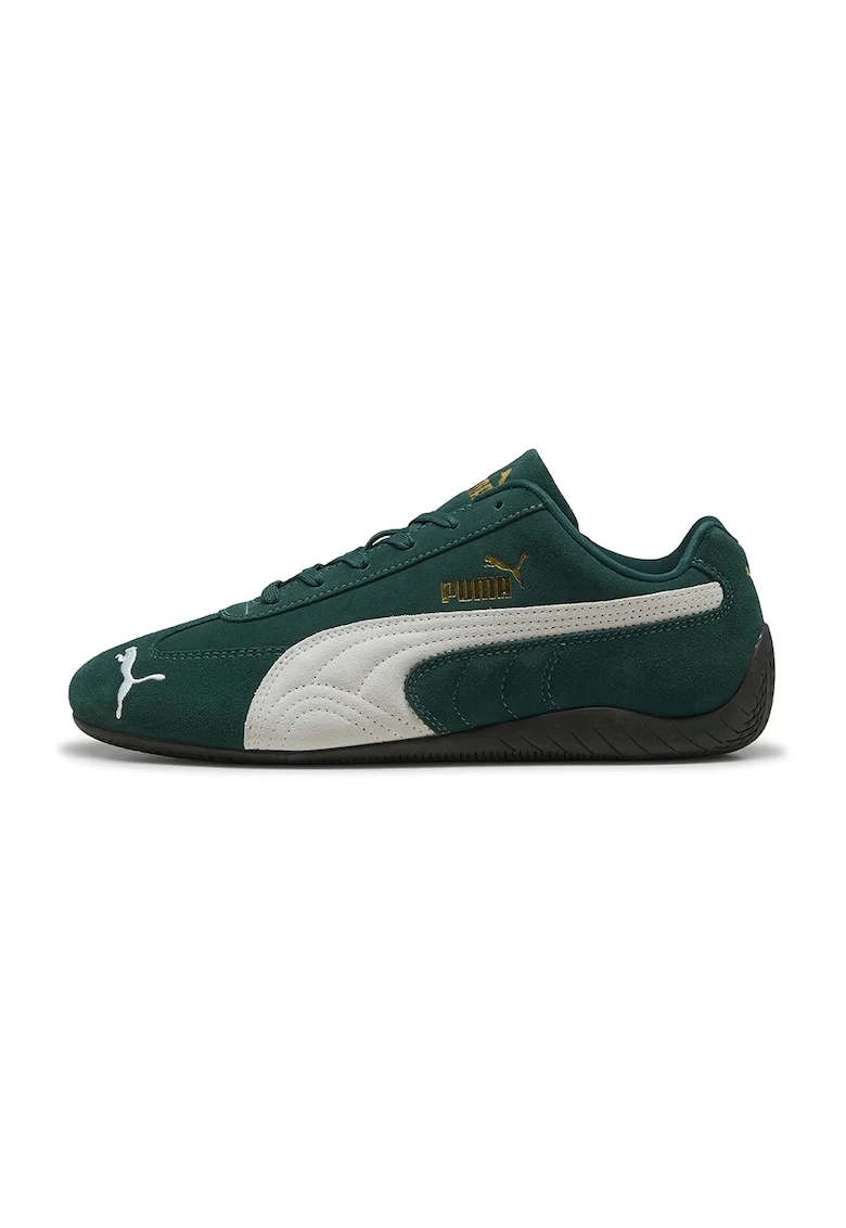 Pantofi sport Speedcat OG unisex din piele intoarsa, Alb/Verde inchis