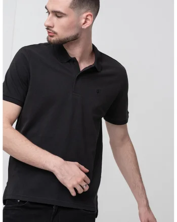 Tricou polo de bumbac pique, Negru