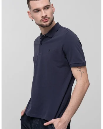 Tricou polo de bumbac pique, Bleumarin