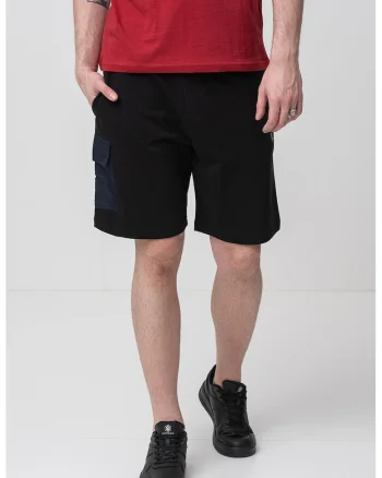 Pantaloni scurti de trening cu snur, Negru